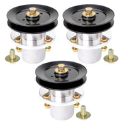 JYLEYJ front view of three spindles and pulleys showing robust construction and fit