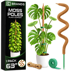 K-Brands front view of 63-inch moss pole showing compact packaging and easy install benefit