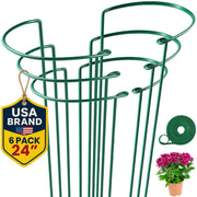 K-Brands front view of six green half-round plant stakes showing durable set and tidy look