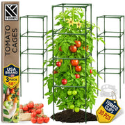 K-Brands front view of 58 inch square tomato cage showing full height and structure, strong support
