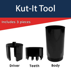 K-IT closeup of replaceable blade demonstrating sharp edge for clean turf cuts