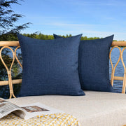 K KEVIN TEXTILE front view of blue 18x18 pillow covers, weather-ready styling