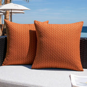 K KEVIN TEXTILE front view of burnt orange covers shows vibrant outdoor styling benefit