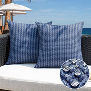 K KEVIN TEXTILE front view navy pillow cover showing color and shape benefit