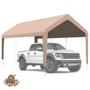 KAHLHAK front view of 10x20 beige canopy top showing full coverage and fit