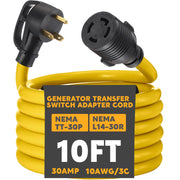 Kanayu front view of adapter cord showing connectors and yellow jacket for easy identification