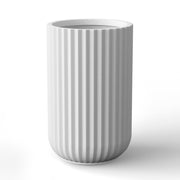Kante front view of white fluted planter showing elegant column silhouette and curb appeal