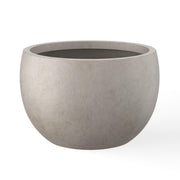 Kante front view of round bowl planter showing modern profile and stability