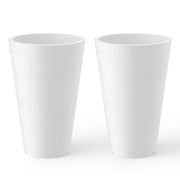 Kante front view of two white planters showing modern height and curb appeal