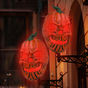 Karjiaja pumpkin cover front view showing carved face and bold red color for curb appeal
