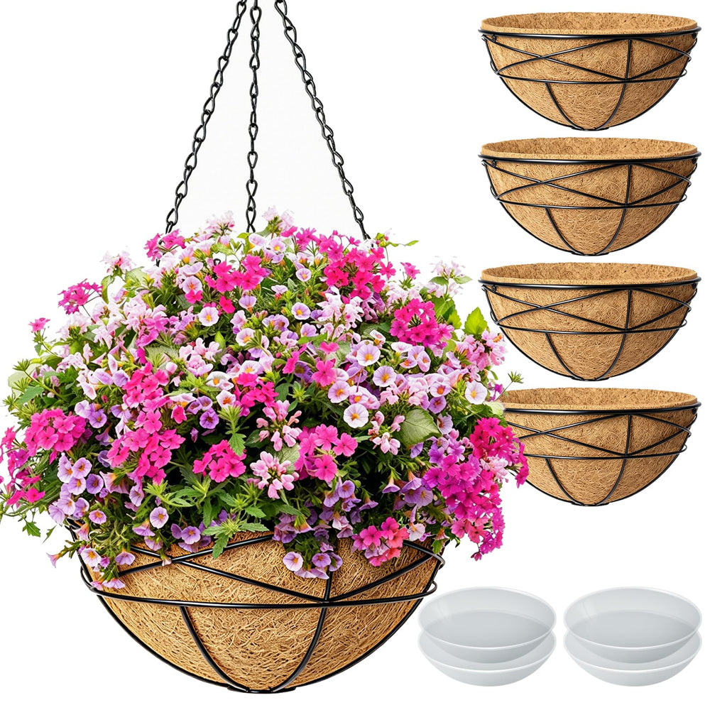 Karlliu front view of 14-inch hanging basket showing durable finish and ready-to-hang convenience