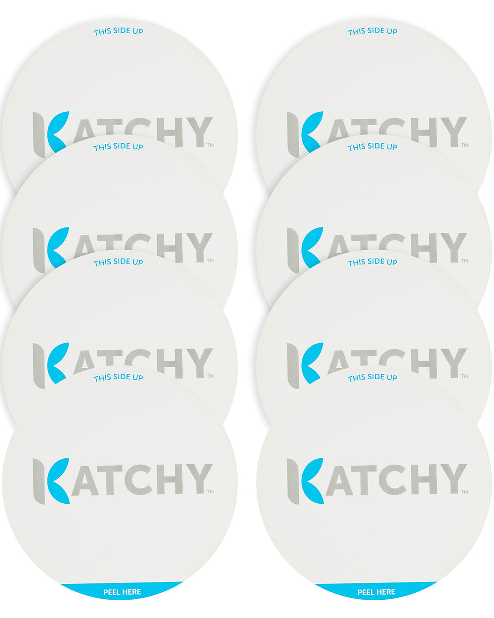 KATCHY front view of 8-pack refill pads showing neat stack and fit benefit