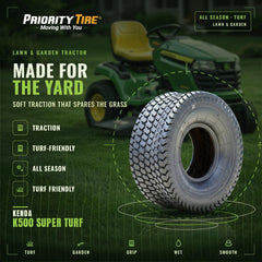 Kenda K500 closeup of tread pattern offering gentle traction on grass