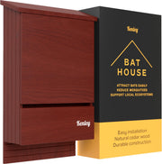 Kenley front view of cedar bat house showing entrance and weatherproofing benefit