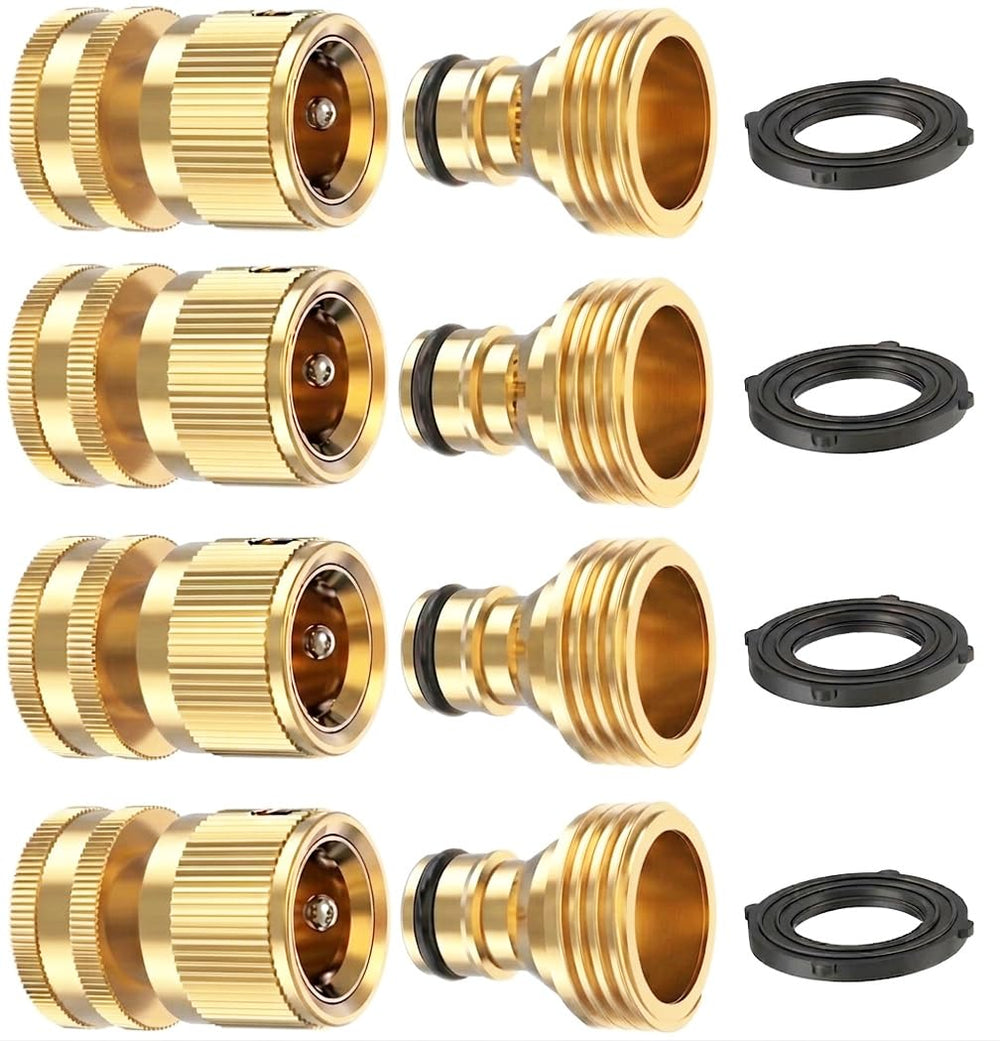 Kesfitt front packaging showing all included brass quick-connect pieces and washers, durable set