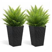 Keter planter front view showing modern stone look and easy styling benefits