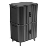 Keter Velo front view of 2-pack cabinets showing compact storage benefit
