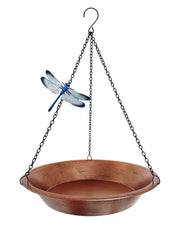 Keygift antique copper front view showing bowl and chains, enhances garden styling
