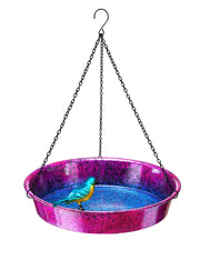 Keygift front view metallic purple blue birdbath shows vibrant color and durability