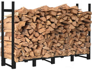 Khordin front view of 8ft firewood rack showing stable high-capacity storage