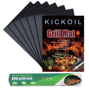 KICKOIL front packaging showing six nonstick grill mats and set benefits