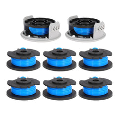 Kicofyee replacement spool front view showing fit for Ryobi trimmers and easy swap benefit
