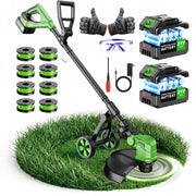 Kidovin front angled assembly showing trimmer and wheel for easier mowing