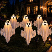 KINDSIGN front view ghost pathway lights showing full six-stake set and glow