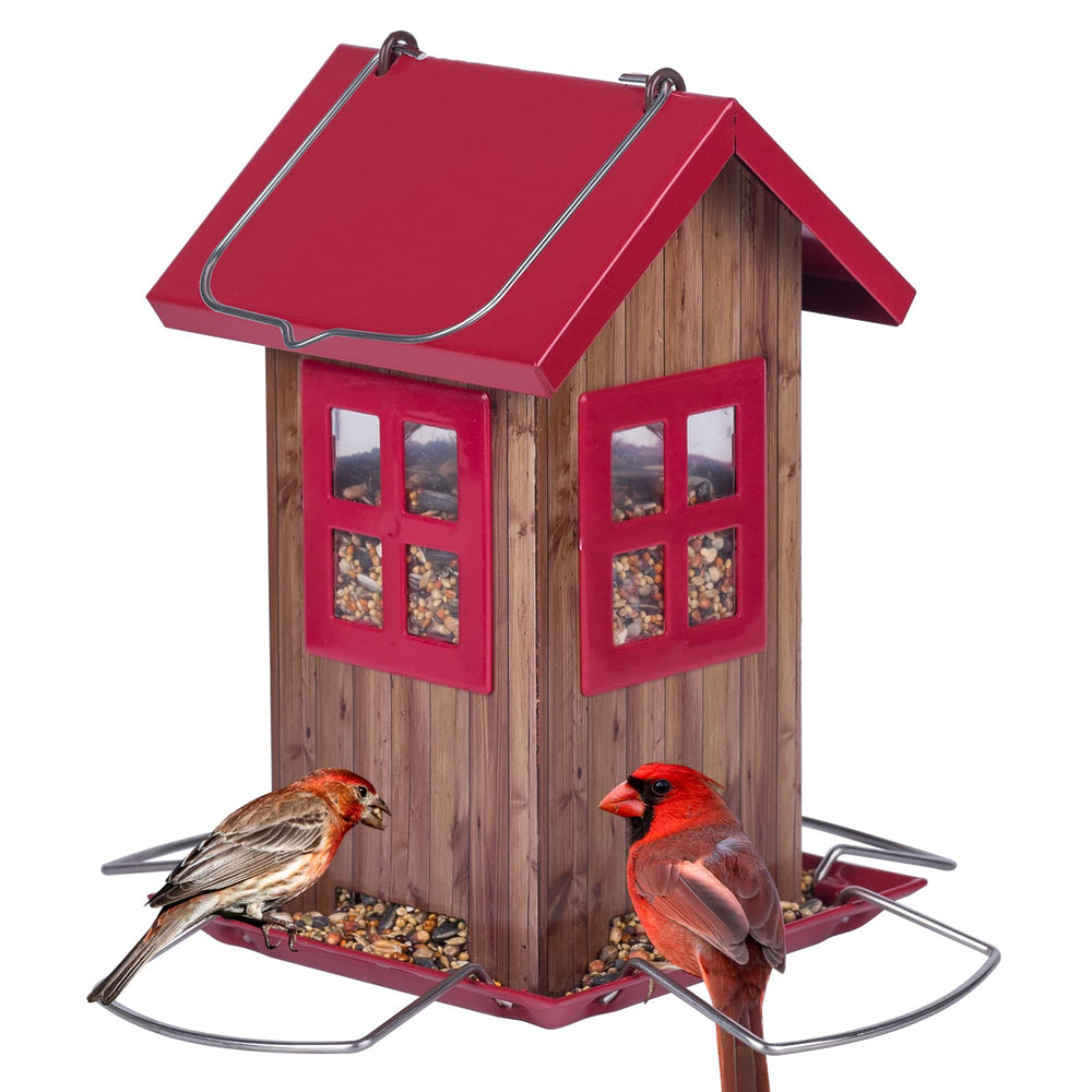 Kingsyard front view metal birdhouse feeder showing durable design and curb appeal