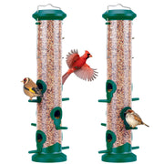 Kingsyard front view of twin green tube feeders showing durability and setup benefit