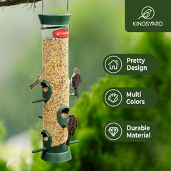 Kingsyard top-fill lid open for easy refilling and convenient seed access