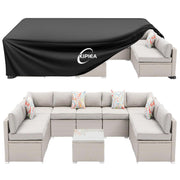 Kipiea front view showing full patio cover protecting furniture