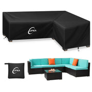 Kipiea front view of L-shaped cover protecting entire sectional furniture