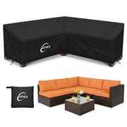 Kipiea front view of V-shaped cover protecting sectional showing full fit