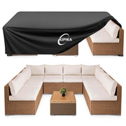 Kipiea front view of full patio cover protecting table and chairs with waterproof benefit