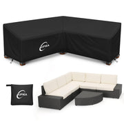 Kipiea front view of V-shaped cover protecting sectional, shows full coverage benefit