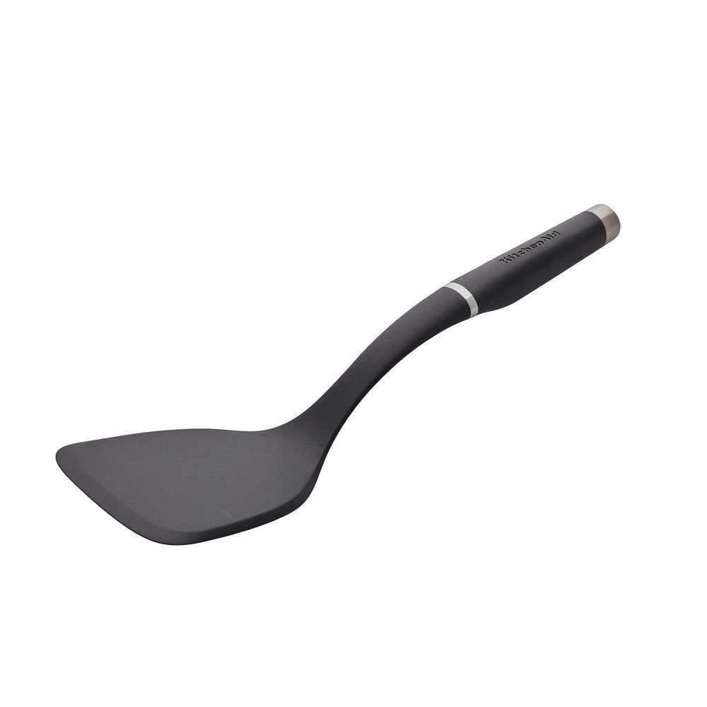 KitchenAid matte black turner front view showing full head and handle, durable and stylish