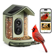 Kiwibit front view showing feeder and camera for clear backyard monitoring