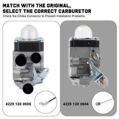 Kizut carburetor side linkage detail showing throttle arm alignment for accurate fit