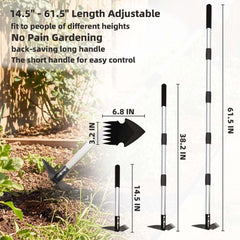KLDOLLAR adjustable stainless steel handle fully extended for ergonomic reach