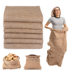 Kmise burlap sacks front pack showing six reusable sacks for events benefit durability