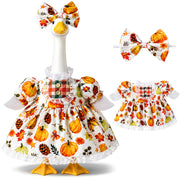KNEBAD front view pumpkin dress on porch goose adds festive curb appeal