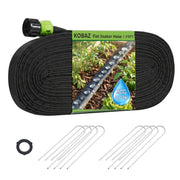 KOBAZ front view of 25 ft flat soaker hose showing length and profile, easy placement