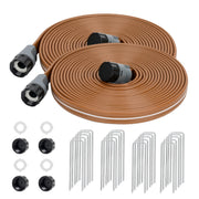 KOBAZ front view of sprinkler soaker hose pack showing included parts and benefits