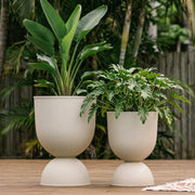 KOL beige urn planters front view showing elegant silhouette and neutral tone for versatile styling