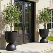 KOL black urn planter front view showing elegant silhouette and instant curb appeal