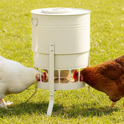 KOL front view of 50 lb feeder showing hopper and 16 ports for efficient feeding