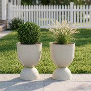KOL front view beige urn planter showing elegant silhouette and curb appeal