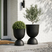 KOL black urn planters front view showing classic silhouette and curb appeal