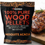 Kona mesquite front packaging showing 2 lb resealable bag and brand